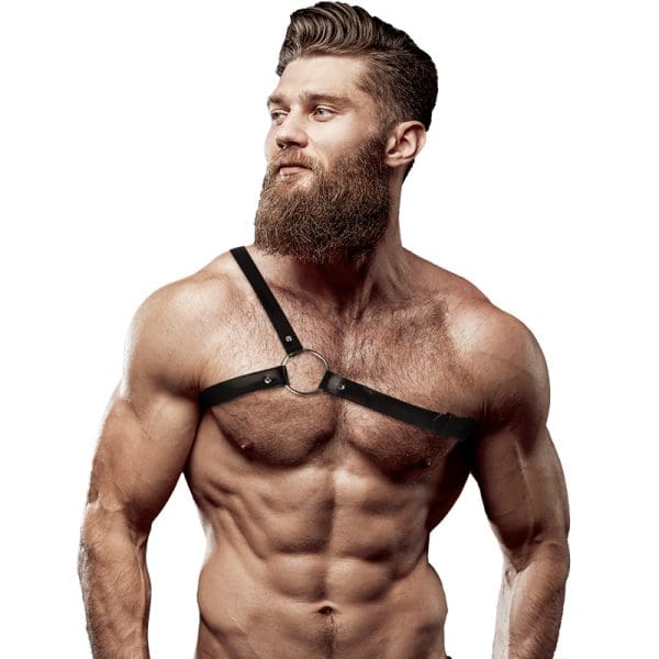 FETISH SUBMISSIVE - ATTITUDE MENS CROSSED SHOULDER ECO LEATHER HARNESS